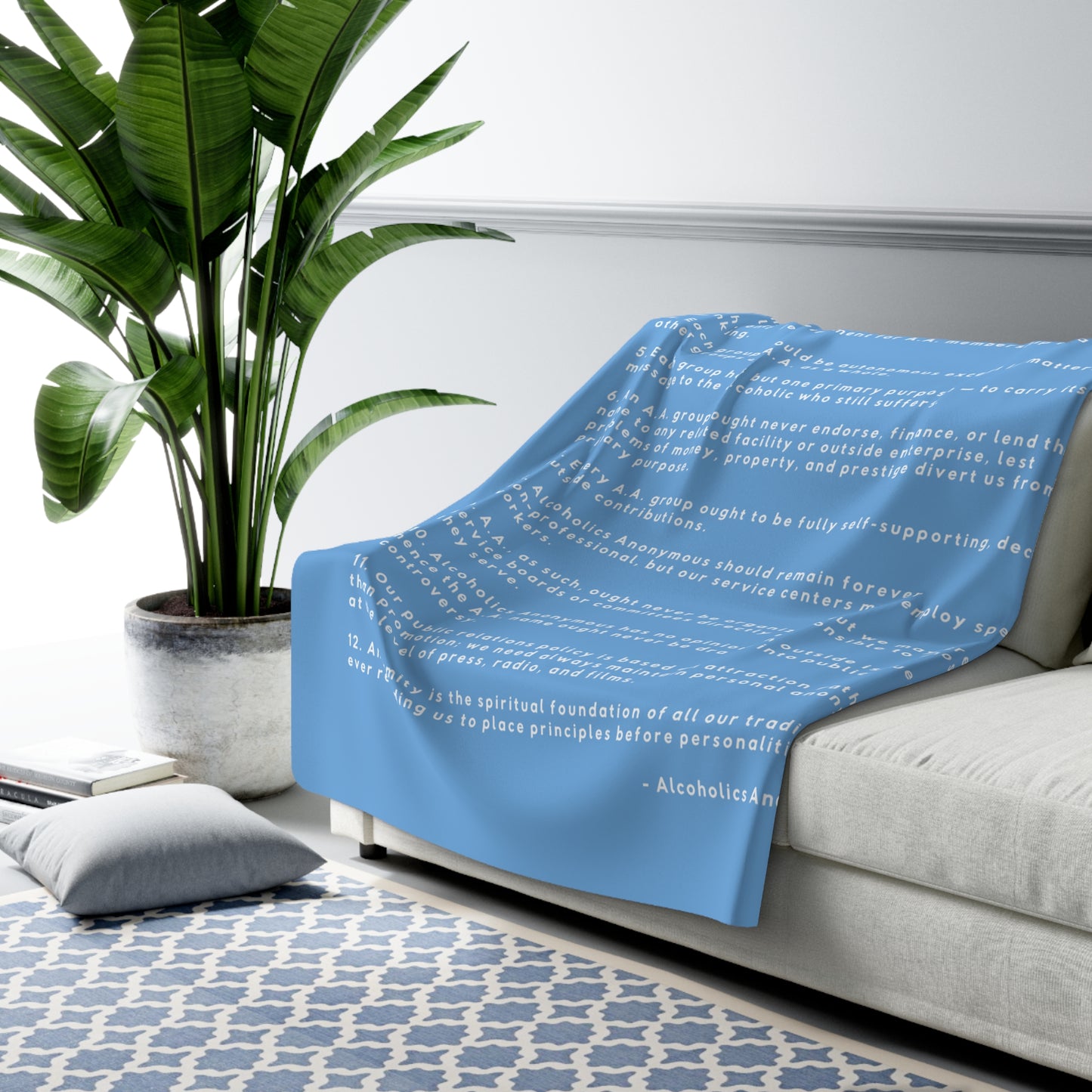 Haler Smith Sherpa Fleece Blanket - 12 Traditions - White Letters - Light Blue