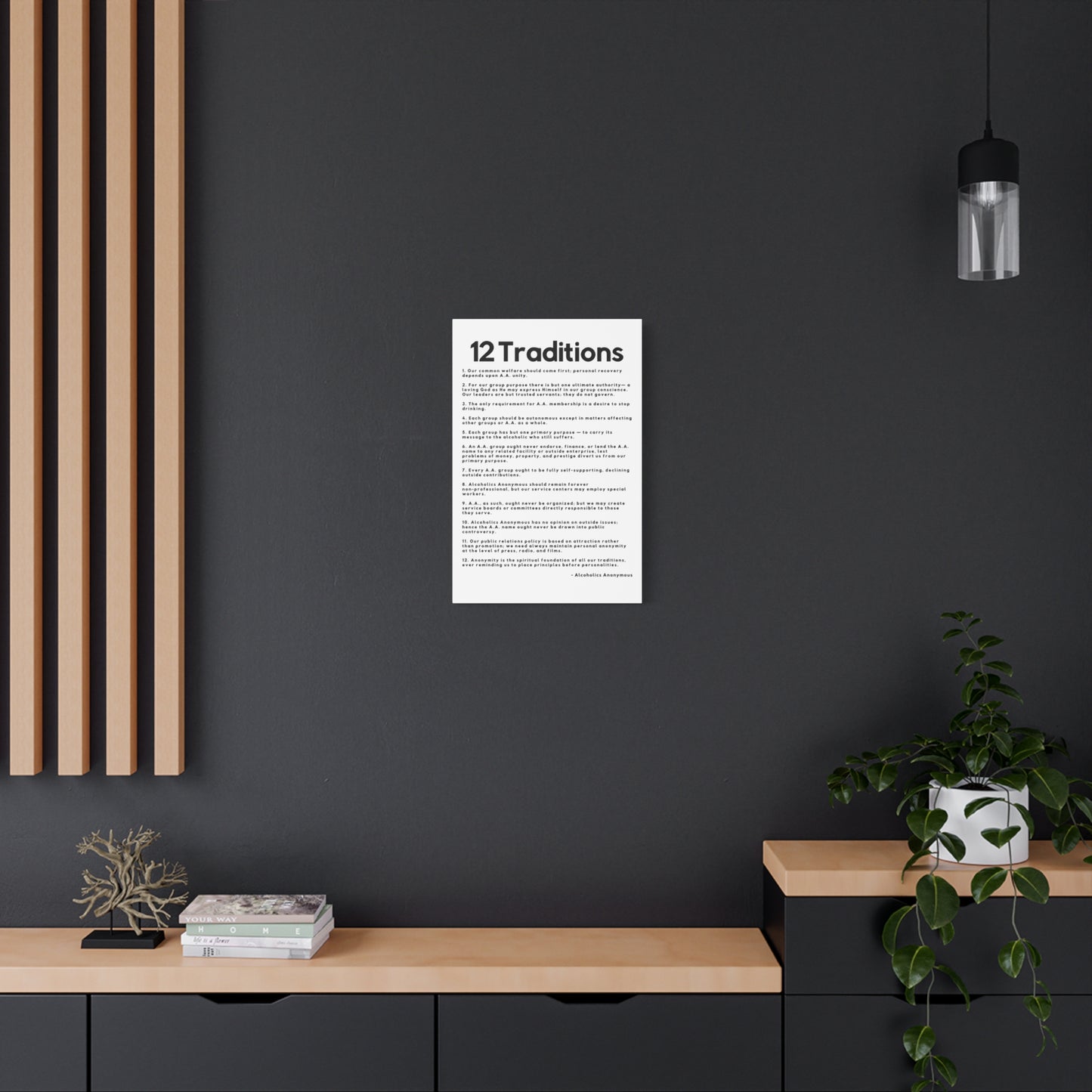 Haler Smith Matte Canvas - 12 Traditions - Vertical White Matte Finish - Black Letters