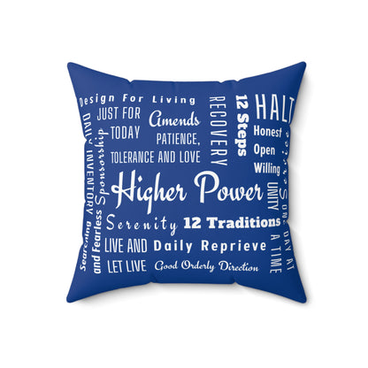 Haler Smith Square Polyester Pillow - Recovery Phrases 1 - Dark Blue