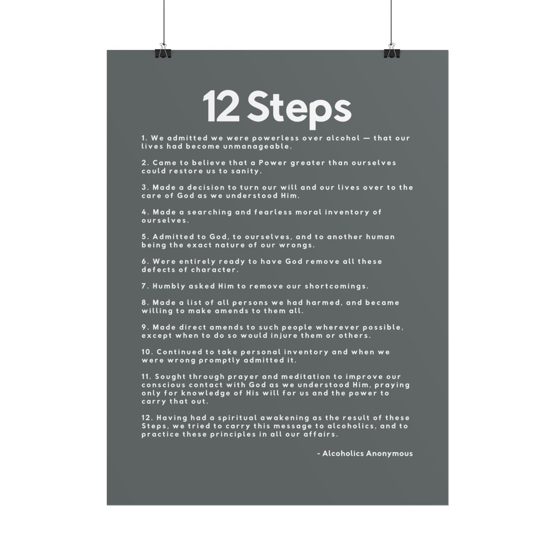 Haler Smith - Poster - Haler Smith Rolled Poster - 12 Steps - Vertical Dark Gray Matte Finish