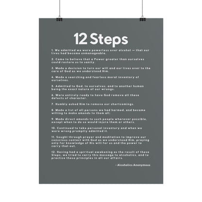 Haler Smith - Poster - Haler Smith Rolled Poster - 12 Steps - Vertical Dark Gray Matte Finish