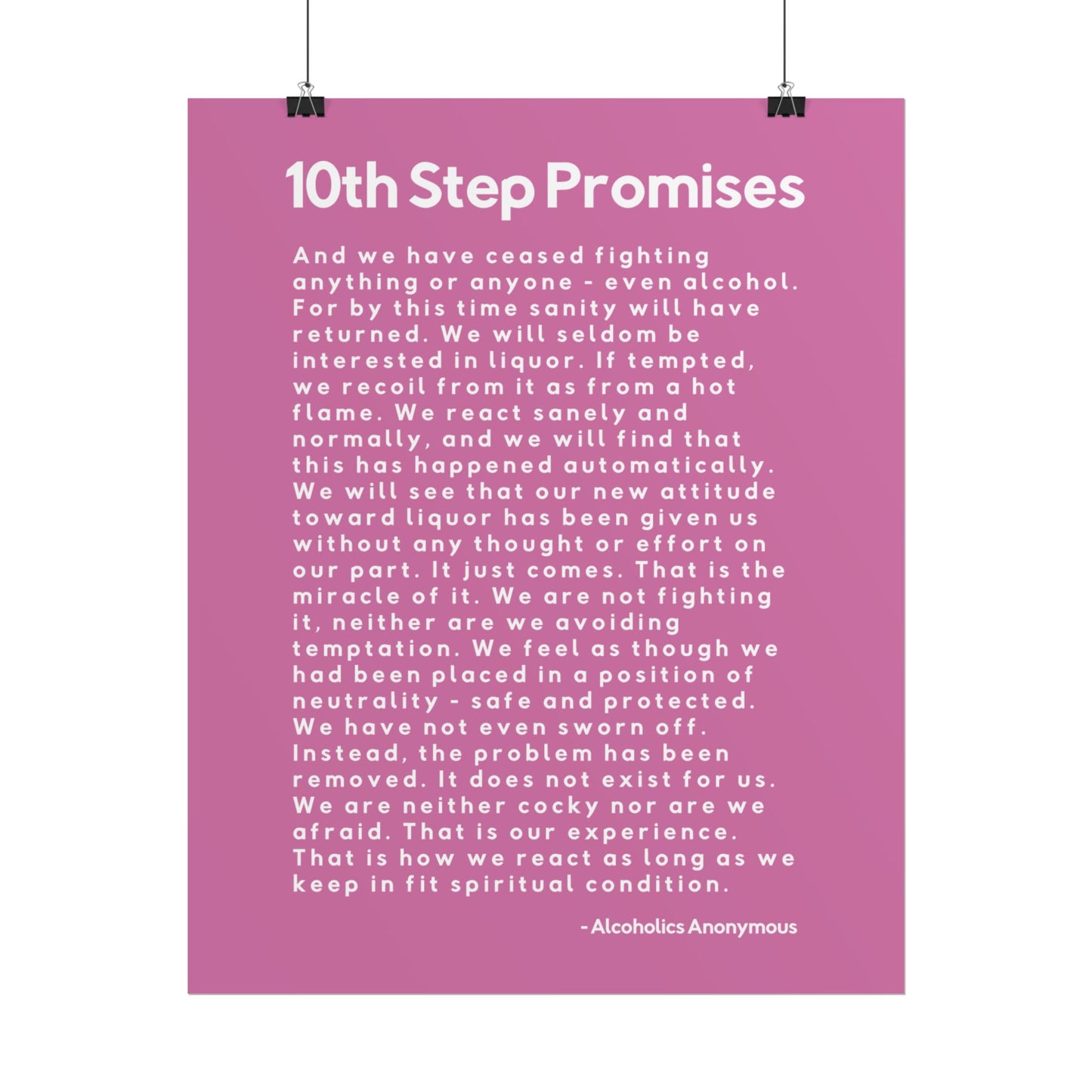 Haler Smith - Poster - Haler Smith Rolled Poster - 10th Step Promises - Vertical Light Pink Matte Finish