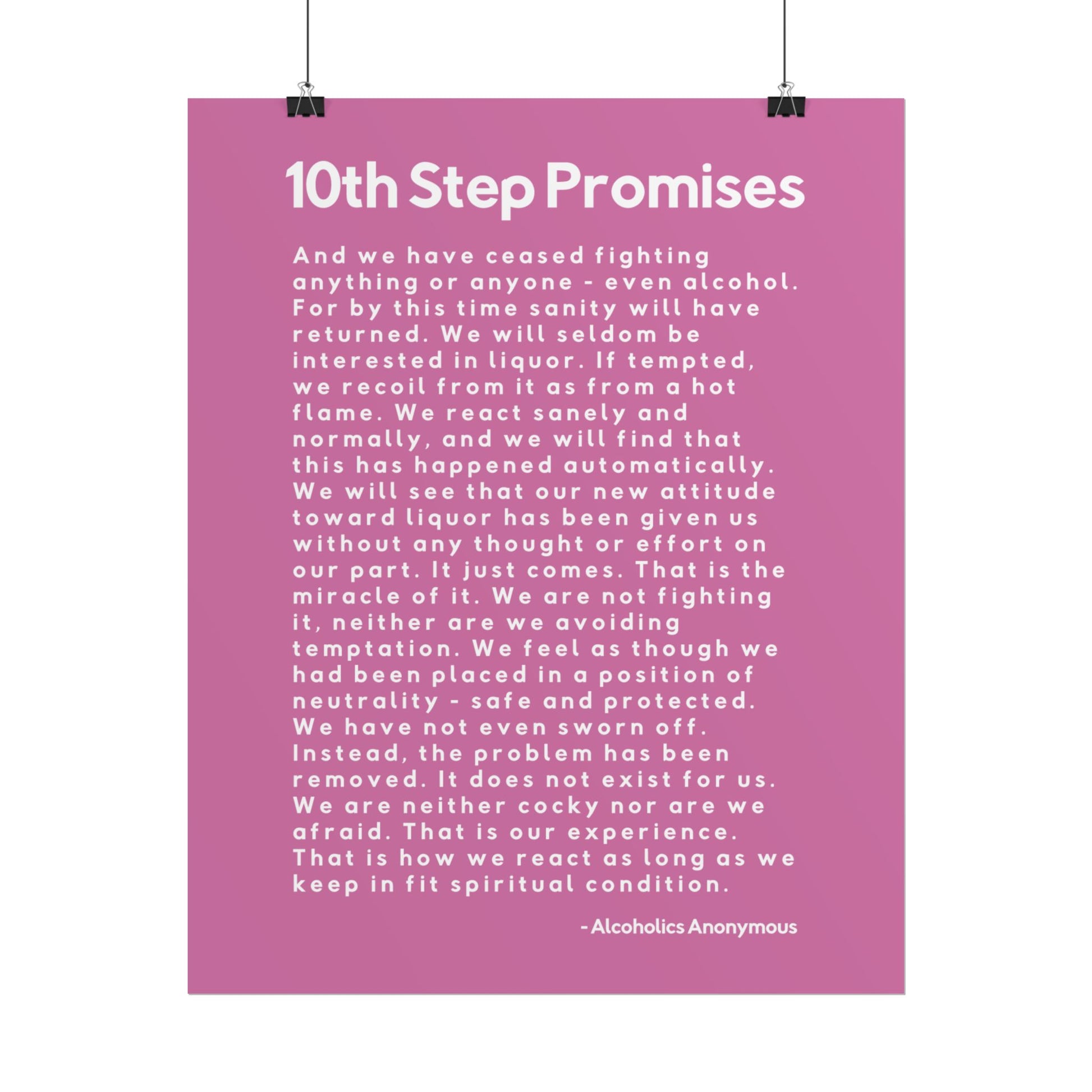 Haler Smith - Poster - Haler Smith Rolled Poster - 10th Step Promises - Vertical Light Pink Matte Finish