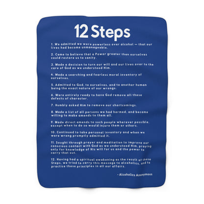 Haler Smith - Home Decor - Haler Smith Sherpa Fleece Blanket - 12 Steps - Dark Blue