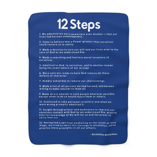 Haler Smith - Home Decor - Haler Smith Sherpa Fleece Blanket - 12 Steps - Dark Blue