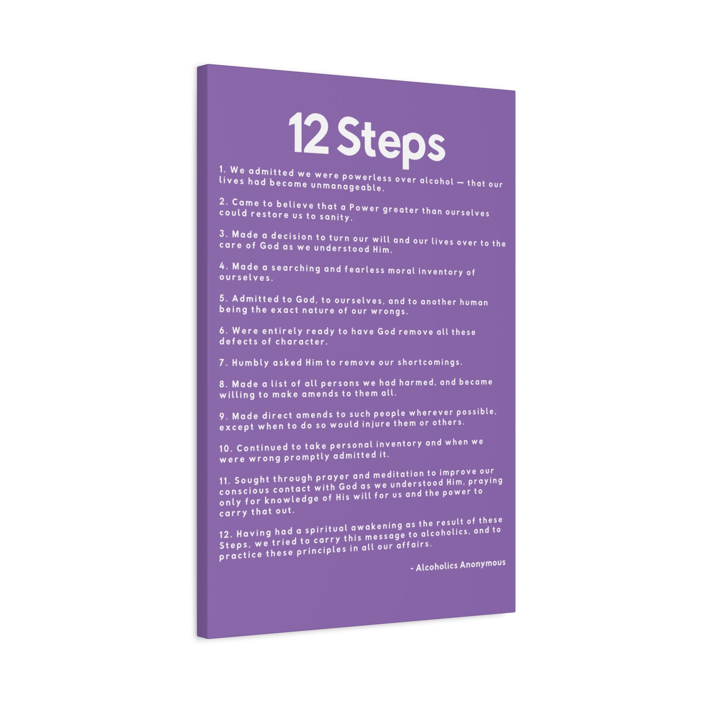 Haler Smith - Canvas - Haler Smith Matte Canvas - 12 Steps - Vertical Light Purple Matte Finish