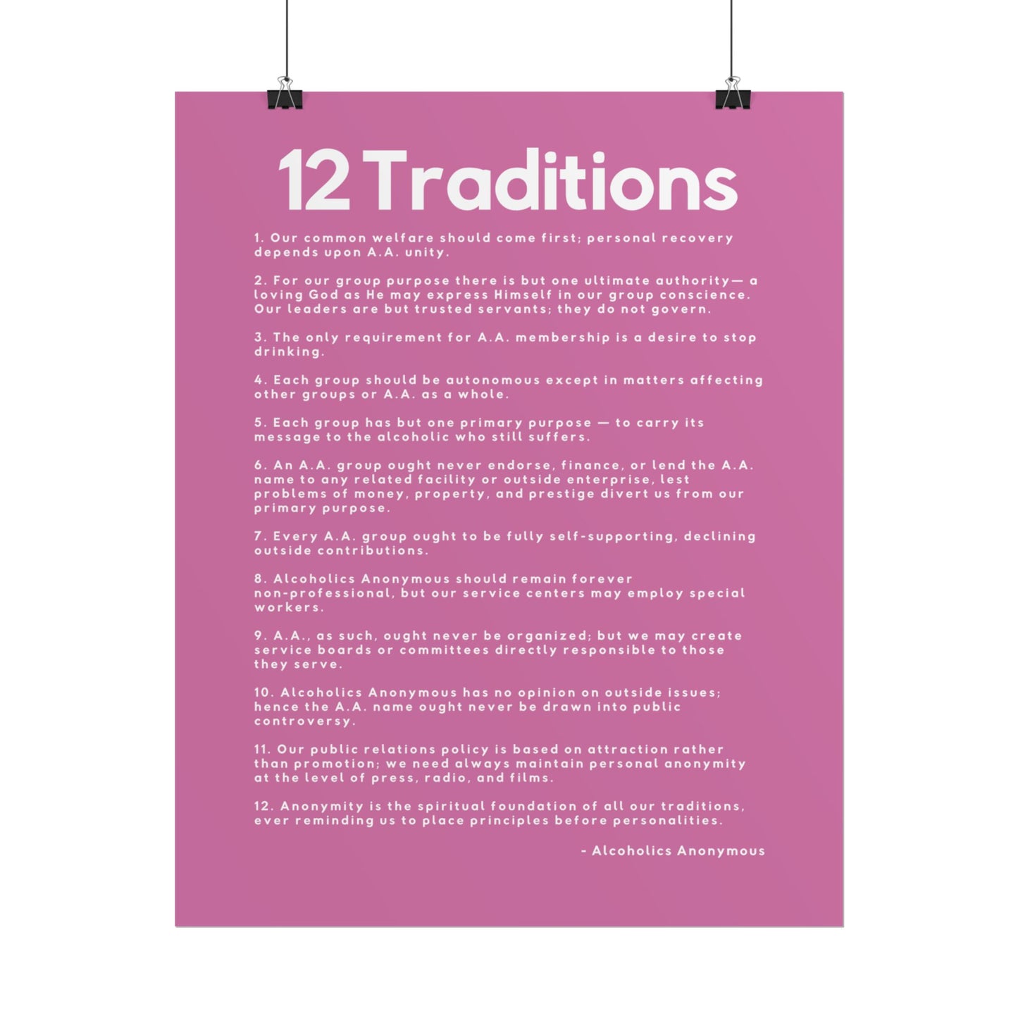 Haler Smith - Poster - Haler Smith Rolled Poster - 12 Traditions - Vertical Light Pink Matte Finish
