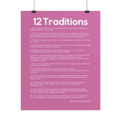 Haler Smith - Poster - Haler Smith Rolled Poster - 12 Traditions - Vertical Light Pink Matte Finish