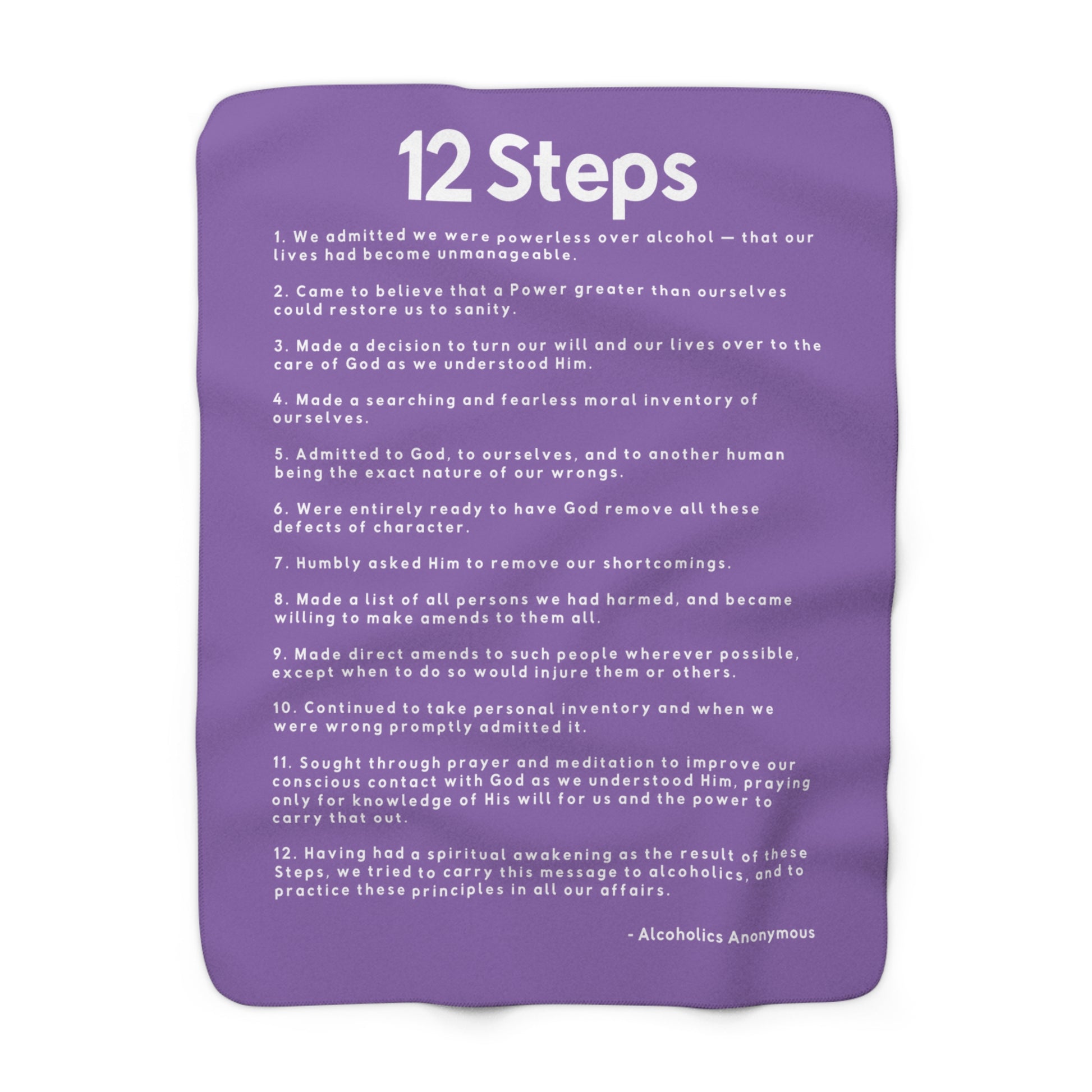 Haler Smith - Home Decor - Haler Smith Sherpa Fleece Blanket - 12 Steps - Light Purple