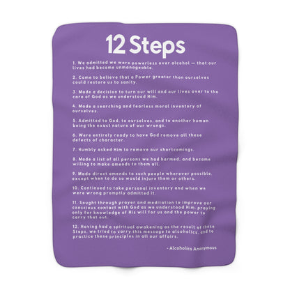 Haler Smith - Home Decor - Haler Smith Sherpa Fleece Blanket - 12 Steps - Light Purple