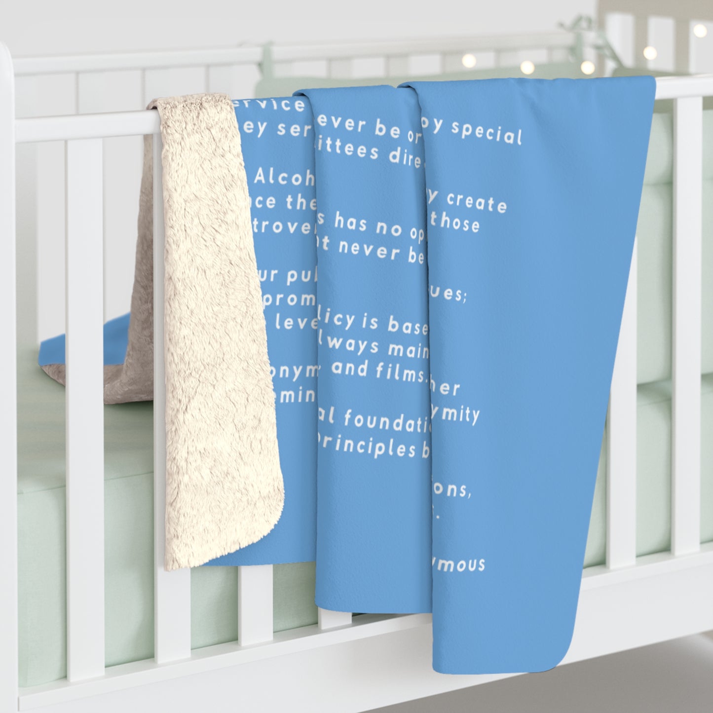 Haler Smith Sherpa Fleece Blanket - 12 Traditions - White Letters - Light Blue