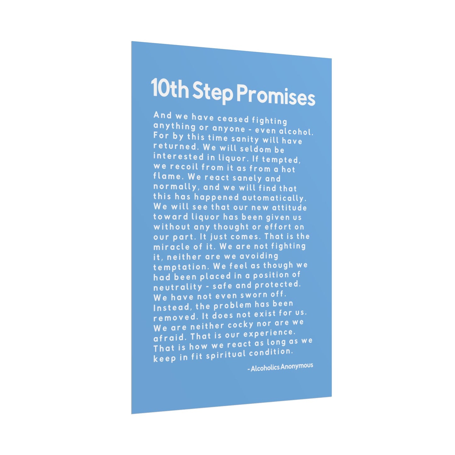Haler Smith - Poster - Haler Smith Rolled Poster - 10th Step Promises - Vertical Light Blue Matte Finish