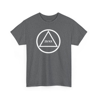 Sobriety Short Sleeve T-Shirt | Circle and Triangle Sobriety Years Design 1 On The Front