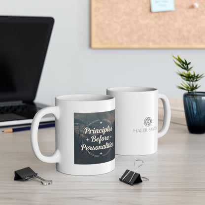 Haler Smith Ceramic Mug - Principles Before Personalities 1 - White