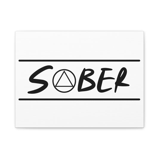 Recovery Stretched Canvas Matte Finish | Sober Design 1 | White with Black Letters