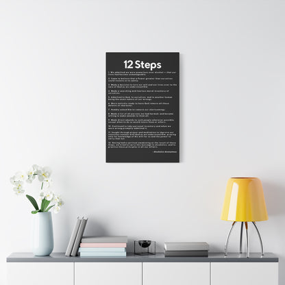 Haler Smith Matte Canvas - 12 Steps - Vertical Black Matte Finish - White Letters
