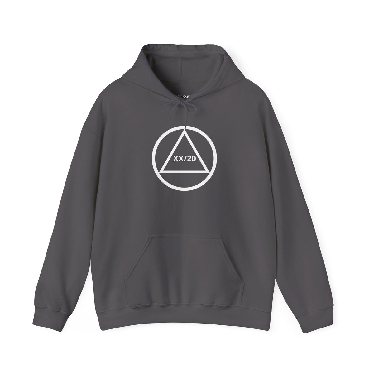 Circle and Triangle recovery hoodie in Charcoal featuring Circle and Triangle Sobriety Years Design 1 on the front