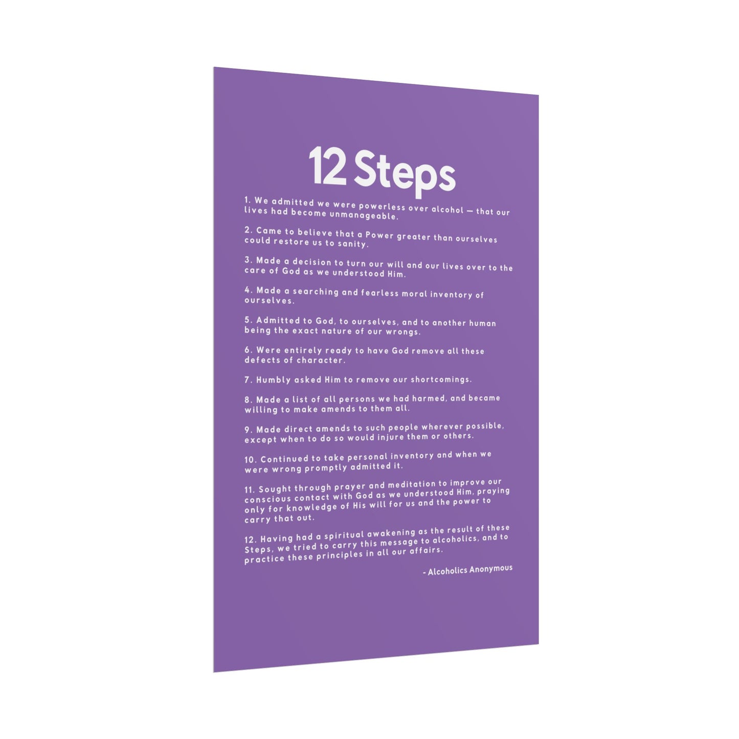 Haler Smith - Poster - Haler Smith Rolled Poster - 12 Steps - Vertical Light Purple Matte Finish