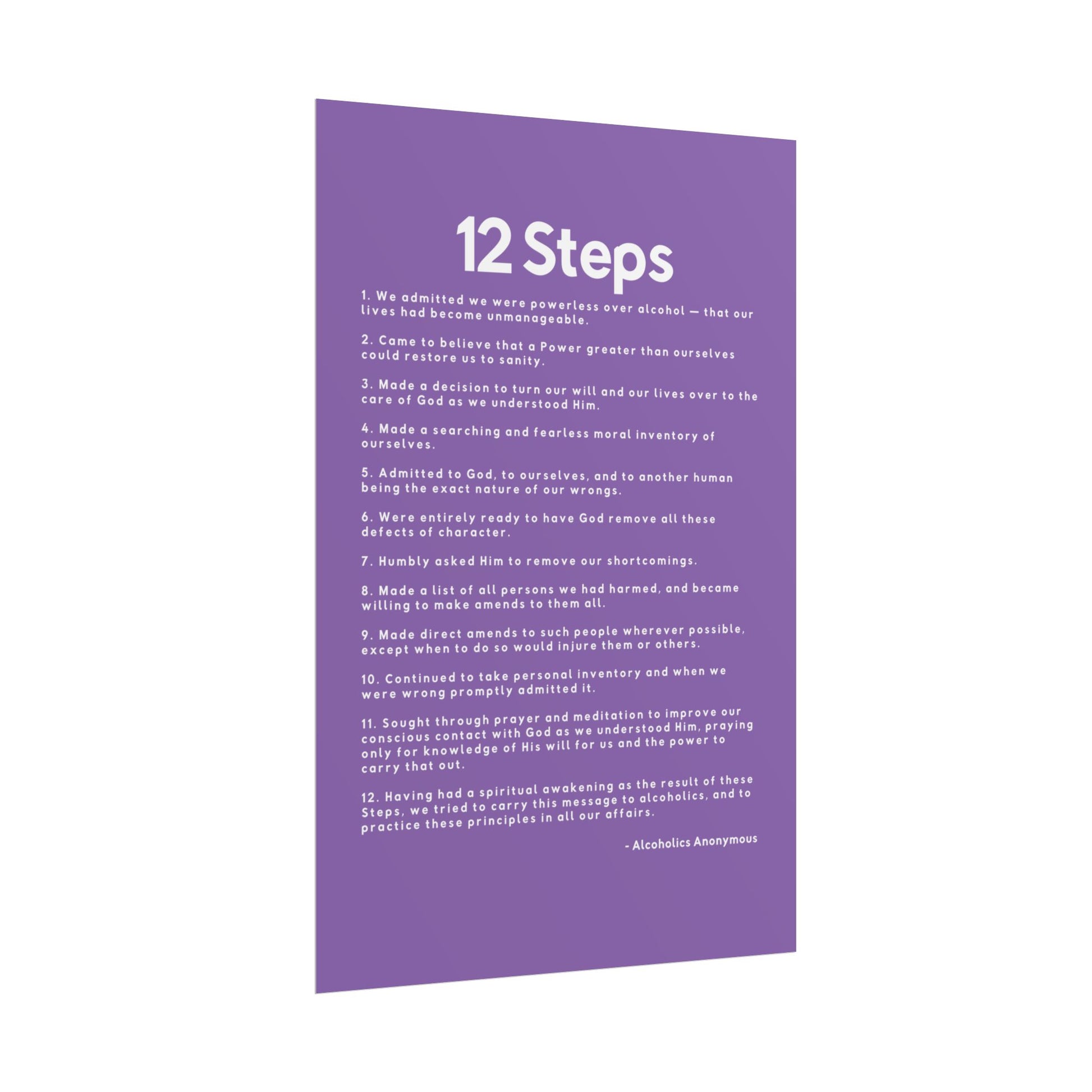 Haler Smith - Poster - Haler Smith Rolled Poster - 12 Steps - Vertical Light Purple Matte Finish