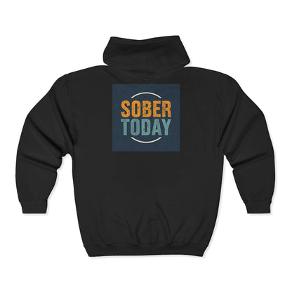 Recovery Zip Hoodie | Sober Today Design 8 On The Back
