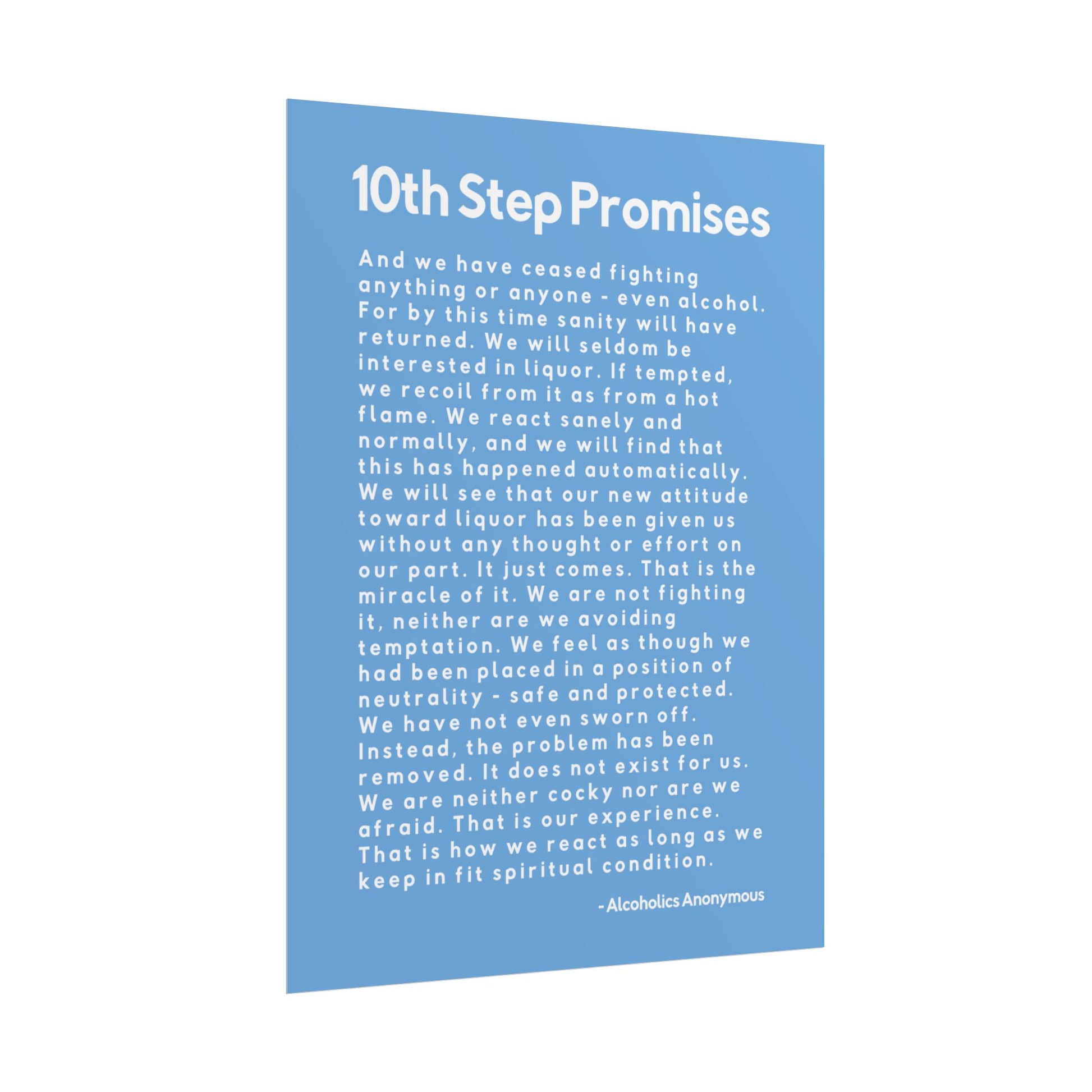 Haler Smith - Poster - Haler Smith Rolled Poster - 10th Step Promises - Vertical Light Blue Matte Finish