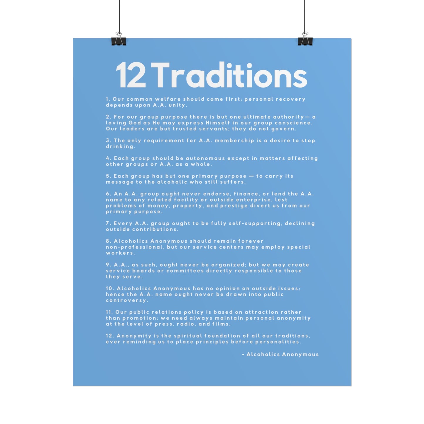 Haler Smith - Poster - Haler Smith Rolled Poster - 12 Traditions - Vertical Light Blue Matte Finish
