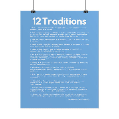 Haler Smith - Poster - Haler Smith Rolled Poster - 12 Traditions - Vertical Light Blue Matte Finish