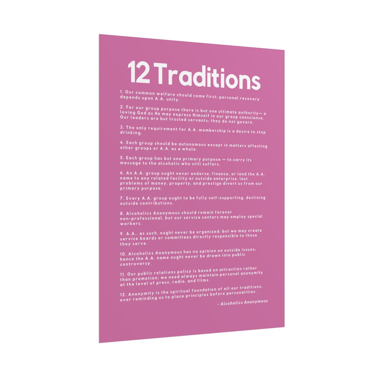 Haler Smith - Poster - Haler Smith Rolled Poster - 12 Traditions - Vertical Light Pink Matte Finish