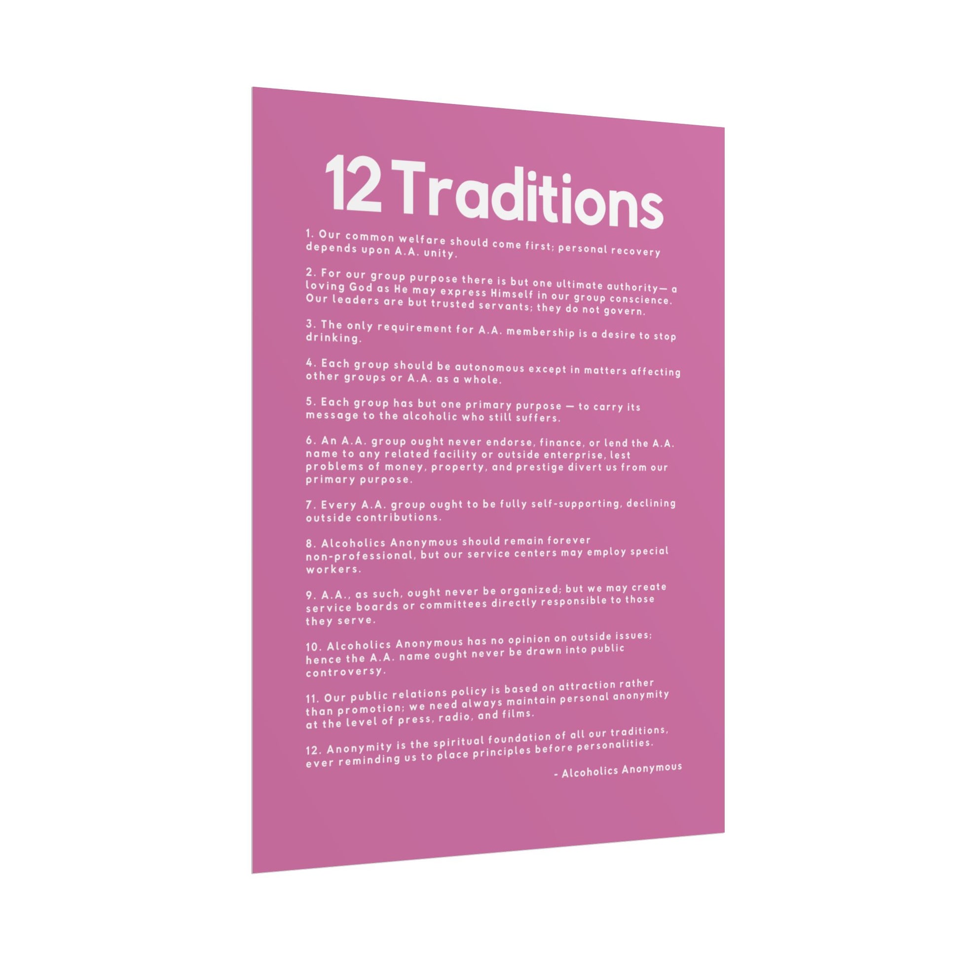 Haler Smith - Poster - Haler Smith Rolled Poster - 12 Traditions - Vertical Light Pink Matte Finish