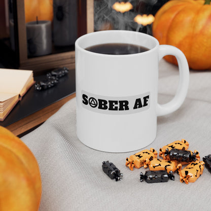Recovery Ceramic Coffee Mug | Sober AF Design 1 | Black Letters