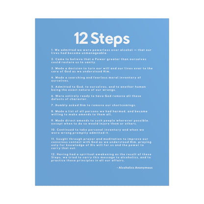 Haler Smith - Poster - Haler Smith Rolled Poster - 12 Steps - Vertical Light Blue Matte Finish - White Letters
