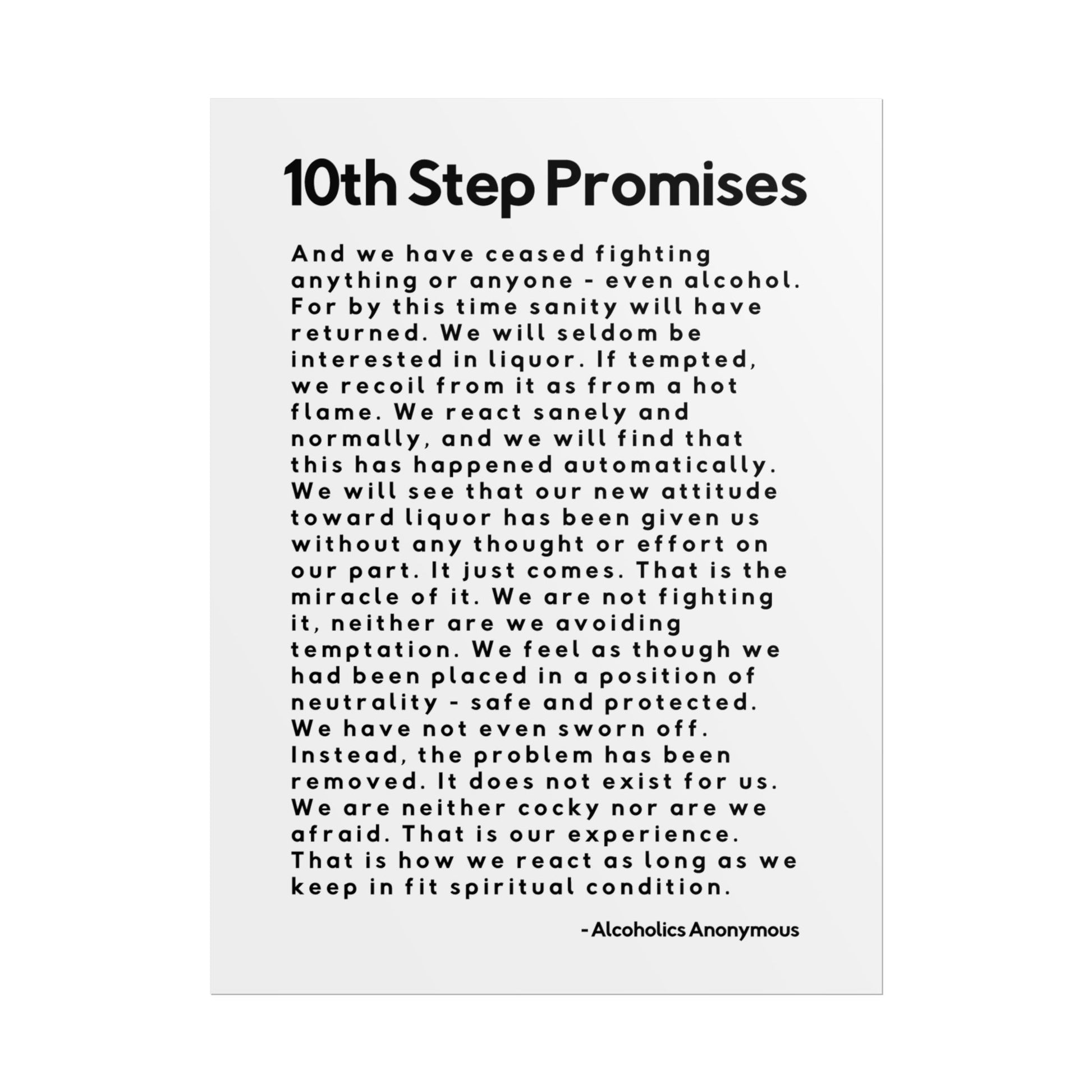 Haler Smith - Poster - Haler Smith Rolled Poster - 10th Step Promises - Vertical White Matte Finish