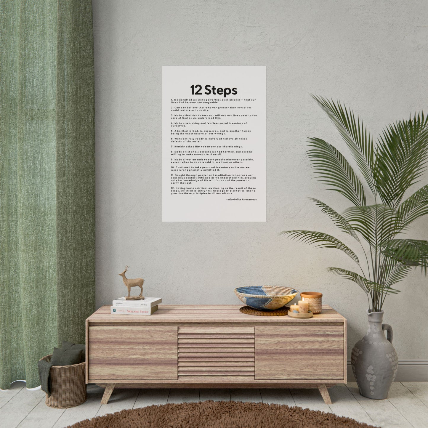 Haler Smith Rolled Poster - 12 Steps - Vertical White Matte Finish - Black Letters