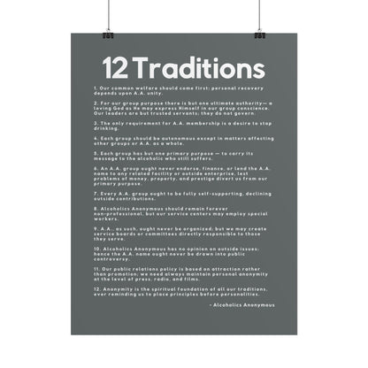 Haler Smith - Poster - Haler Smith Rolled Poster - 12 Traditions - Vertical Dark Gray Matte Finish