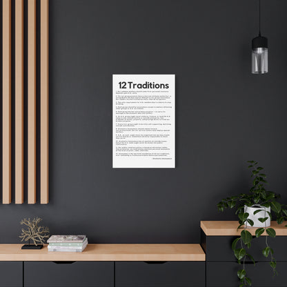 Haler Smith Matte Canvas - 12 Traditions - Vertical White Matte Finish - Black Letters