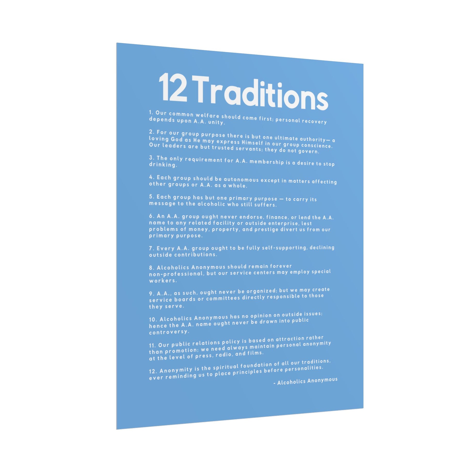 Haler Smith - Poster - Haler Smith Rolled Poster - 12 Traditions - Vertical Light Blue Matte Finish