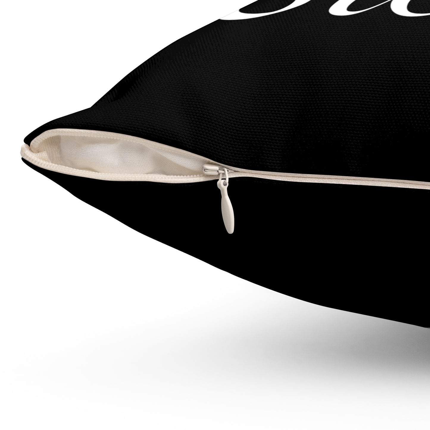 Haler Smith Polyester Square Pillow Black - Live The Steps - White Letters