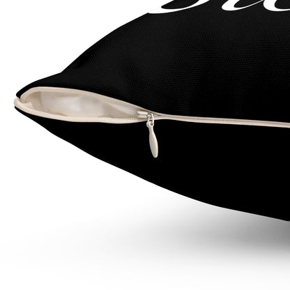 Haler Smith Polyester Square Pillow Black - Live The Steps - White Letters