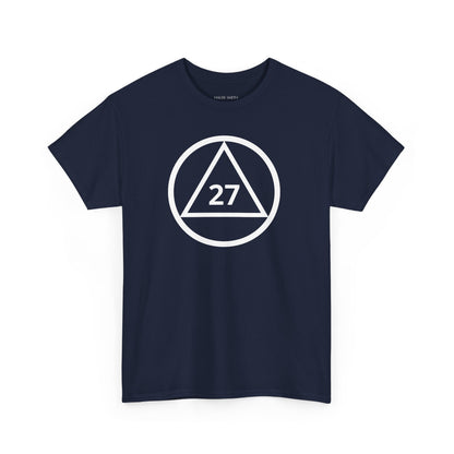 Recovery Short Sleeve T-Shirt | Circle and Triangle Sobriety Years Design 1 On The Front