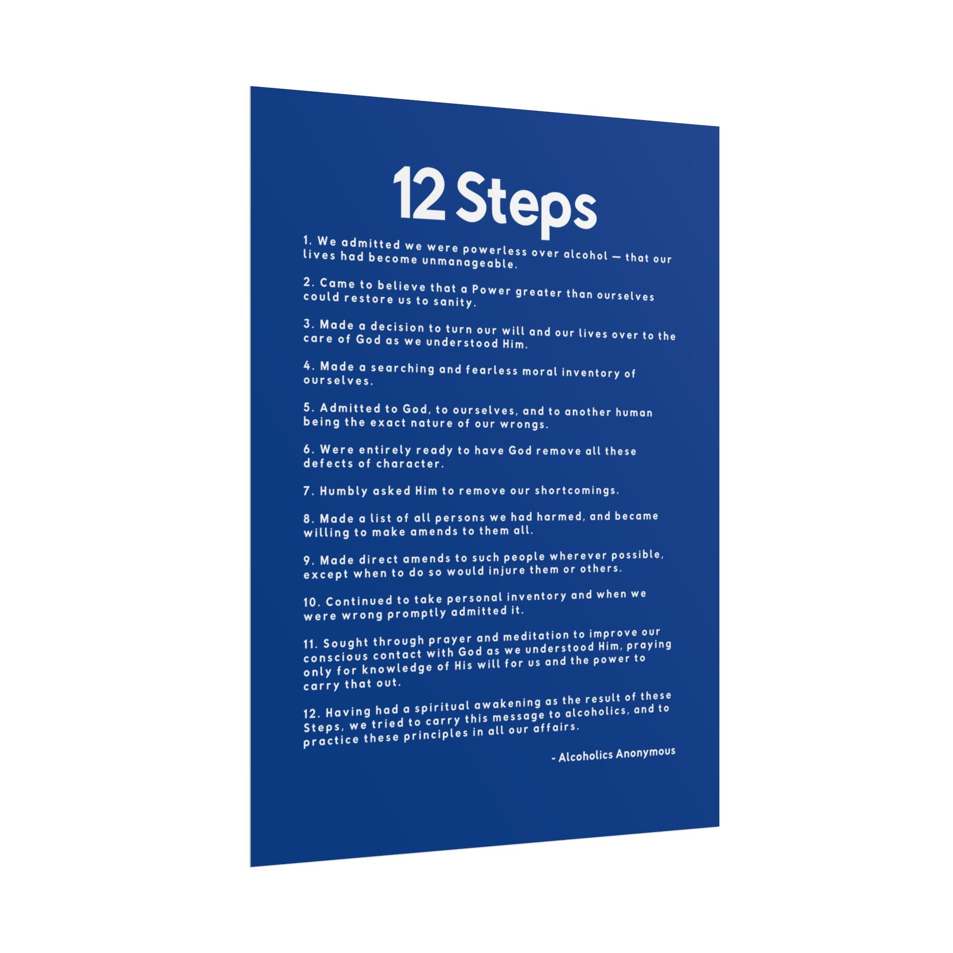 Haler Smith - Poster - Haler Smith Rolled Poster - 12 Steps - Vertical Dark Blue Matte Finish - White Letters
