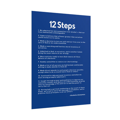 Haler Smith - Poster - Haler Smith Rolled Poster - 12 Steps - Vertical Dark Blue Matte Finish - White Letters