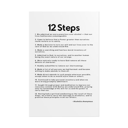 Haler Smith Rolled Poster - 12 Steps - Vertical White Matte Finish - Black Letters