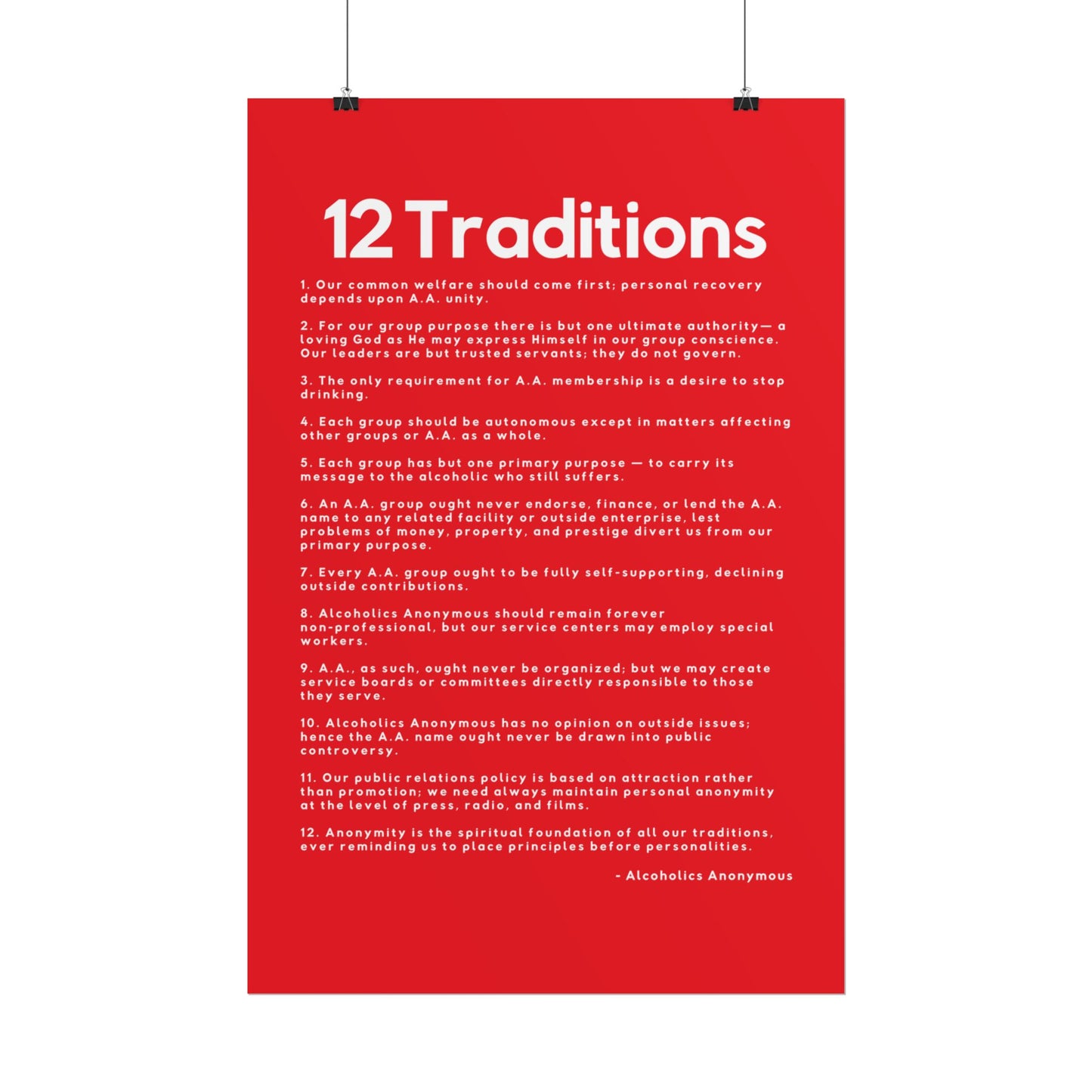 Haler Smith - Poster - Haler Smith Rolled Poster - 12 Traditions - Vertical Red Matte Finish