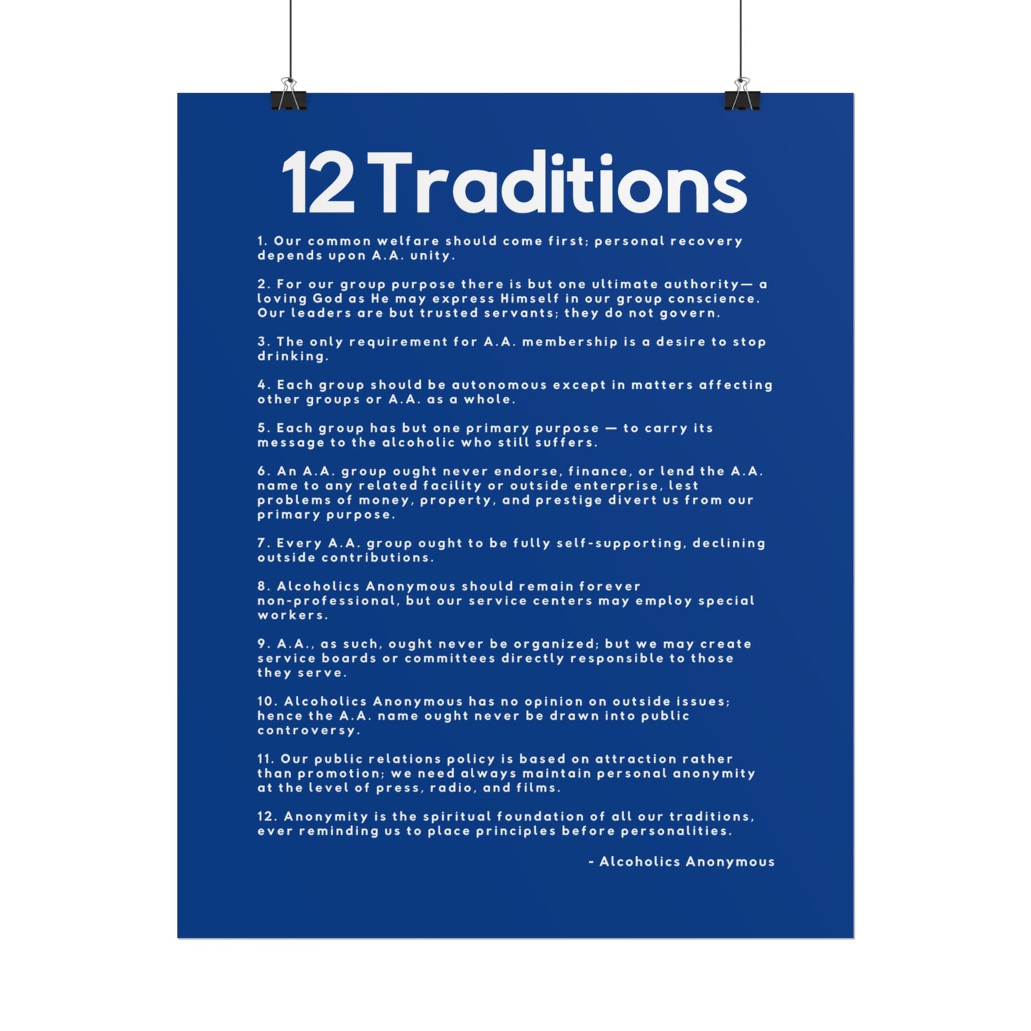 Haler Smith - Poster - Haler Smith Rolled Poster - 12 Traditions - Vertical Dark Blue Matte Finish