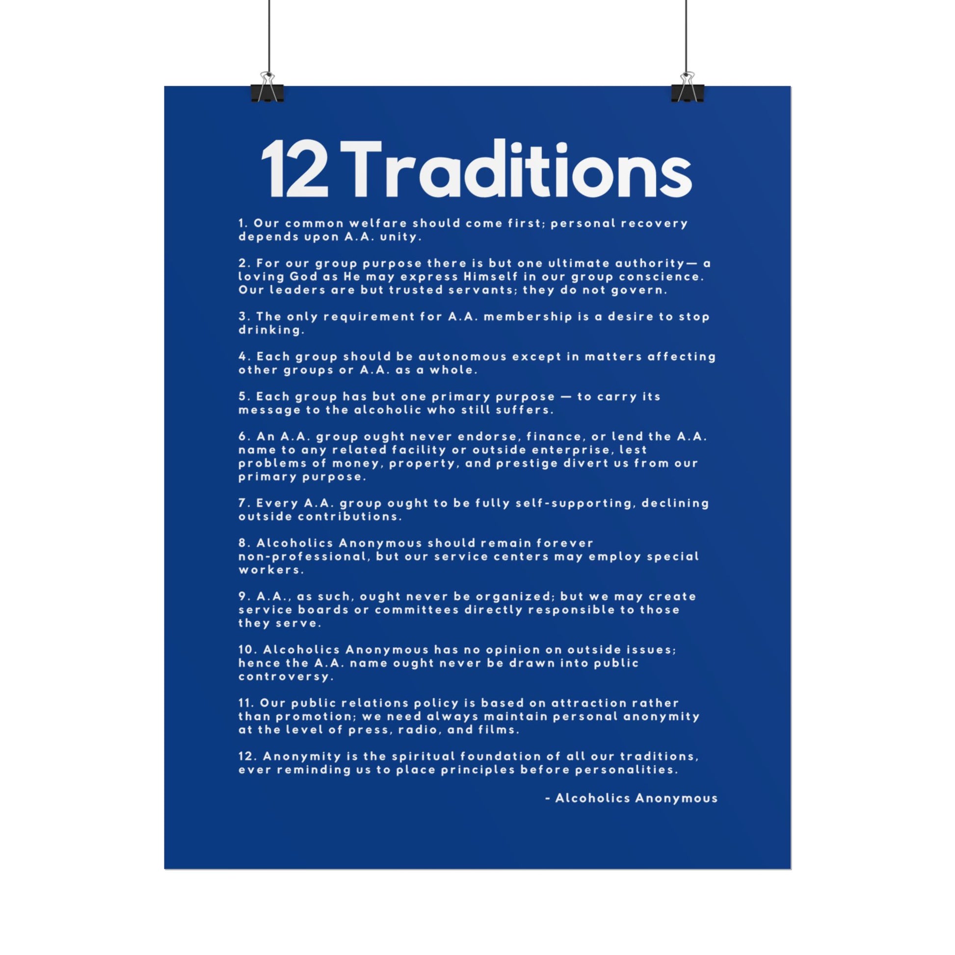 Haler Smith - Poster - Haler Smith Rolled Poster - 12 Traditions - Vertical Dark Blue Matte Finish
