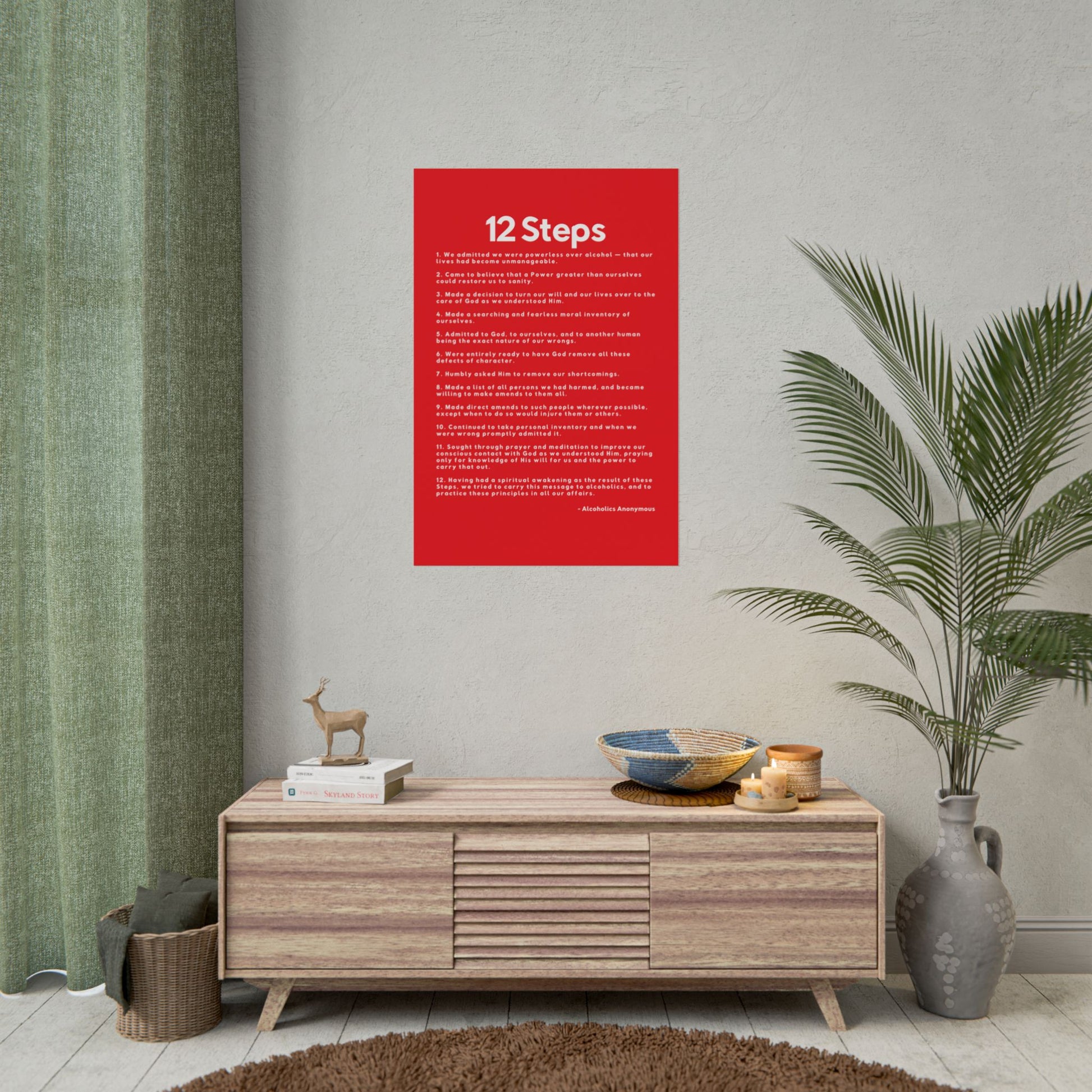 Haler Smith - Poster - Haler Smith Rolled Poster - 12 Steps - Vertical Red Matte Finish - White Letters