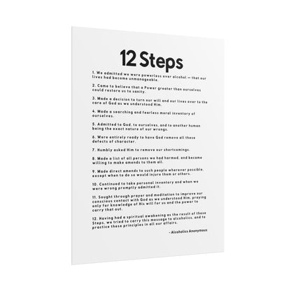 Haler Smith Rolled Poster - 12 Steps - Vertical White Matte Finish - Black Letters