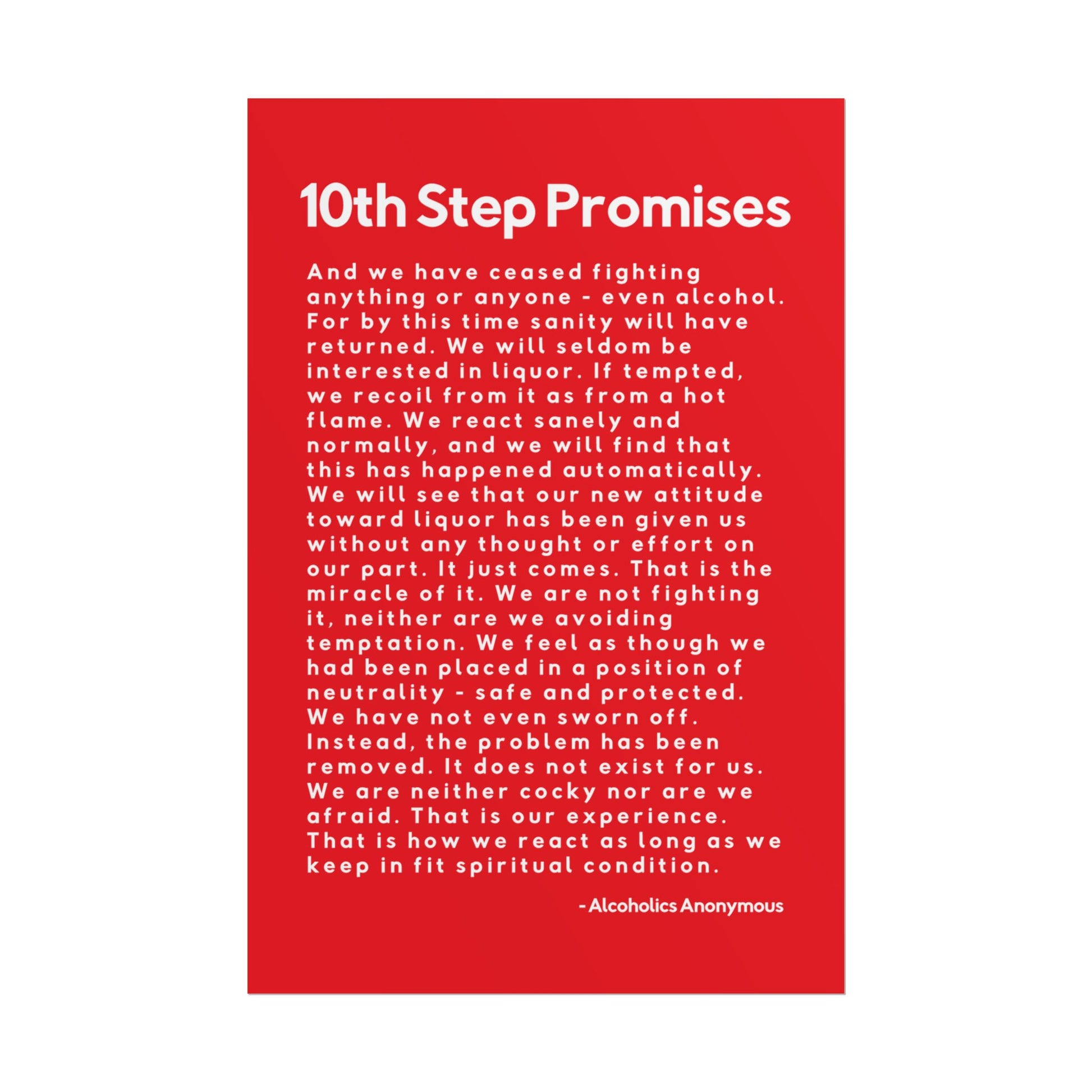 Haler Smith - Poster - Haler Smith Rolled Poster - 10th Step Promises - Vertical Red Matte Finish