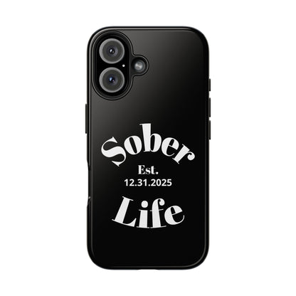 Recovery Phone Case | Sober Life Est. Design 1 | Black iPhone Case