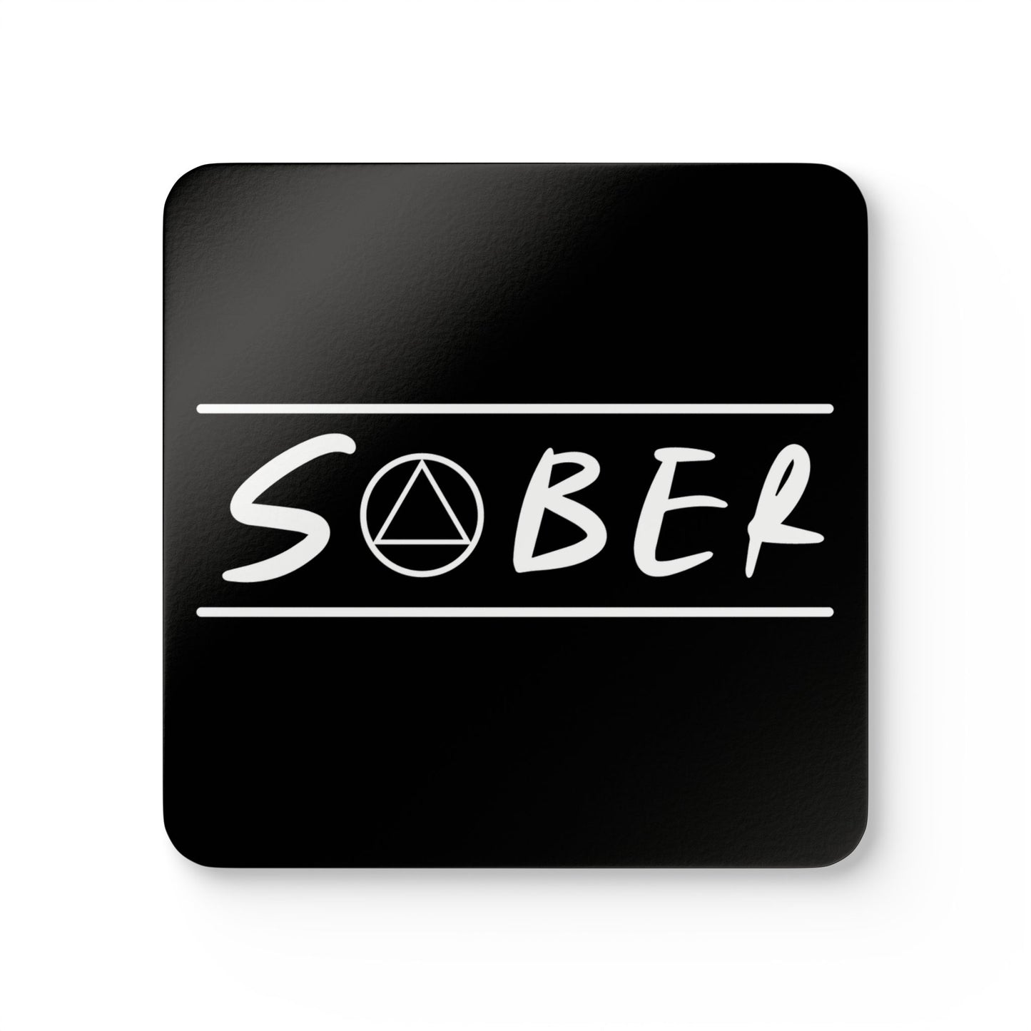 Recovery Corkwood Coaster Set of 4 | Sober Design 1 | Black with White Letters